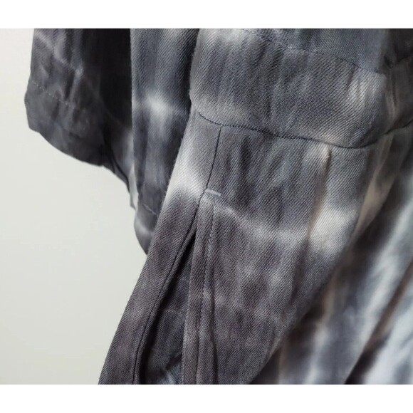 Cloth and Stone Anthropologie Gray Tie Dye Print Drawstring Tie Romper Size M - Picture 6 of 11